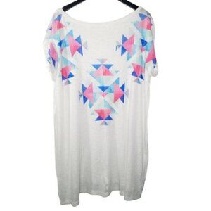Enti Glamour White Geometric Tunic Dress Cover Up
